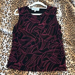 Ronni Nicole Black Blouse with Pink Abstract Design